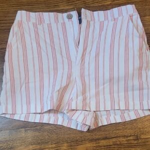 High Waist Red and White Striped Shorts